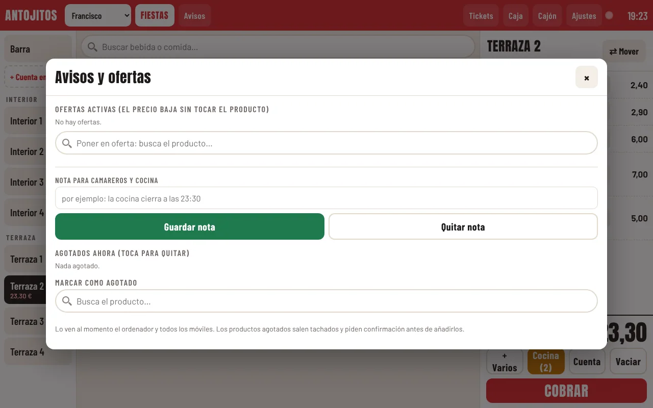 Antojitos POS — Notices and offers · Visakion